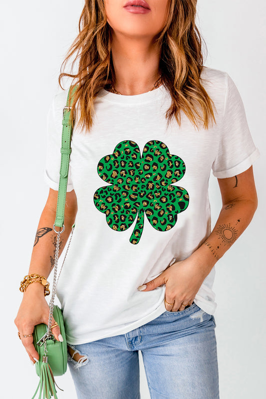 Leopard Four Leaf Clover Graphic Tee