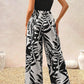Halter Tropical Plant Print Wide Leg Jumpsuit