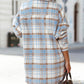 Blue Plaid Flap Pocket Long Sleeve Shacket