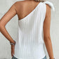 Textured Bowknot One Shoulder Tank Top