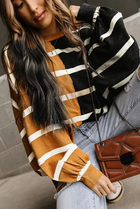 Oversized Contrast Printed Dropped Shoulder Top