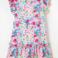 Floral Print Flutter Sleeve Ruffled Mini Dress