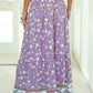Floral Print Shirred High Waist Maxi Skirt