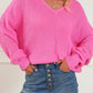 V Neck Drop Shoulder Slouchy Sweater