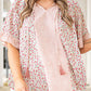 Plus Size Dotty Floral Patchwork Tassel Tie V Neck Top