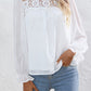 Lace Patch Sheer Flounce Sleeve Blouse