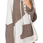 Colorblock Kangaroo Pocket Buttons Pullover Hoodie