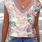 Floral Print Lace Splicing Sleeveless Blouse