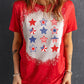 American Flag Stars Bleached Print Short Sleeve T Shirt