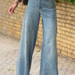 Acid Wash Extra Wide Leg High Waist Long Jeans