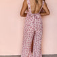 Floral Scoop Neck Backless Sleeveless Jumpsuit