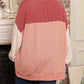 Plus Size Ribbed Colorblock Long Sleeve Top