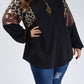 Leopard Sequin Patch Plus Size Long Sleeve Top