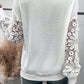 Plus Contrast V Neck Lace Long Sleeve Top