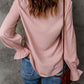 Crew Neck Ruffle Bubble Sleeve Top