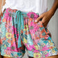 Floral Print Elastic Waist Shorts