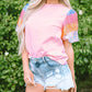 Sequin Colorblock Striped Puff Sleeve Top