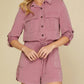 Roll up Sleeve Flap Pockets Drawstring Playsuit