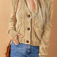 Front Pockets Buttons Textured Cardigan