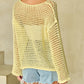 Open Knit Crochet Bell Sleeve Tunic Sweater