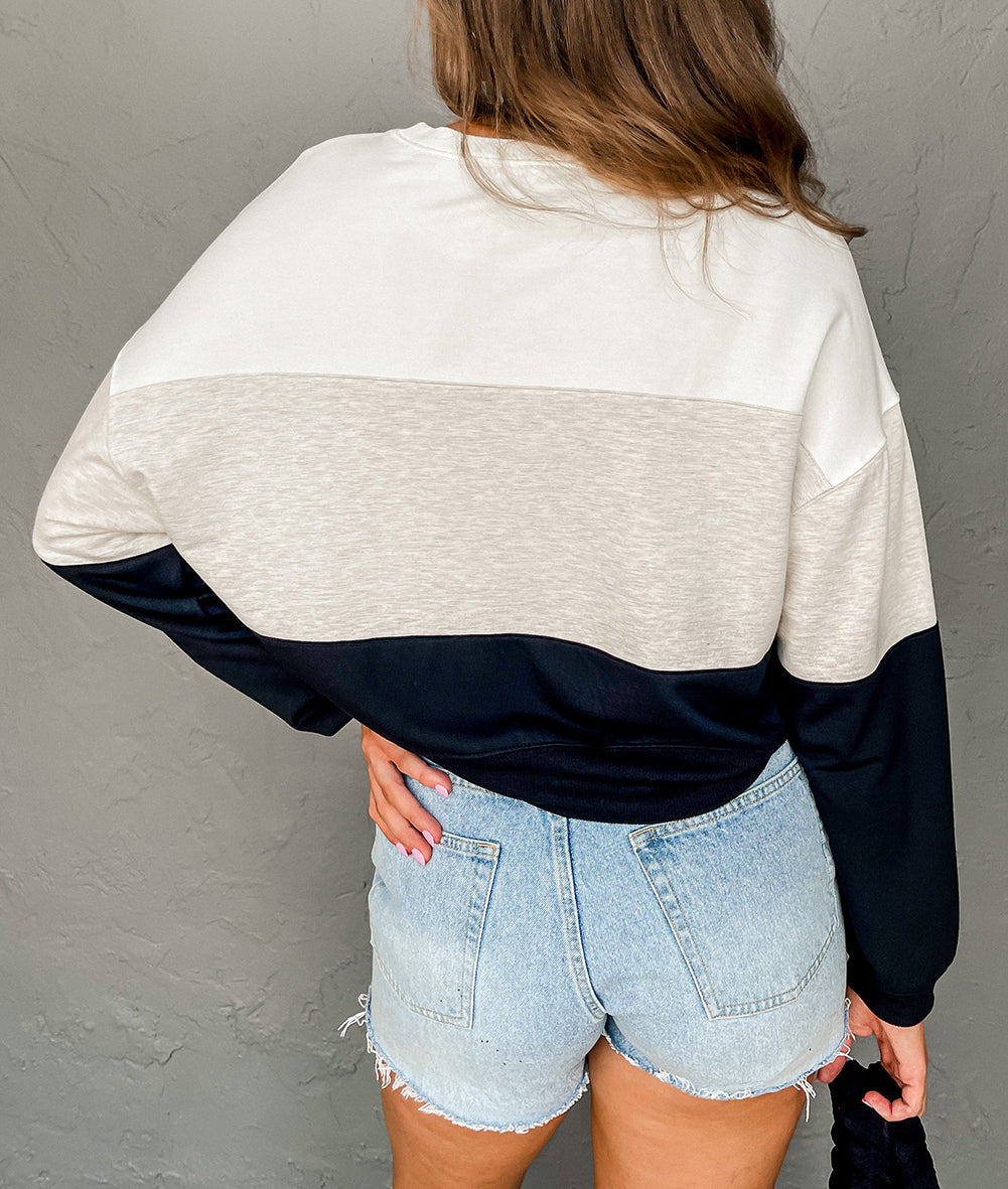 Colorblock Drop Shoulder Pullover Sweatshirt