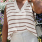 Stripe V Neck Knitted Loose Sweater Vest