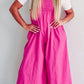 Wide Straps Smocked Detail Wide Leg Overalls