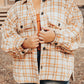 Plus Size Plaid Jacket with Flap Pockets