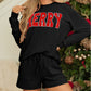 Corded MERRY Graphic Long Sleeve Top and Shorts Set