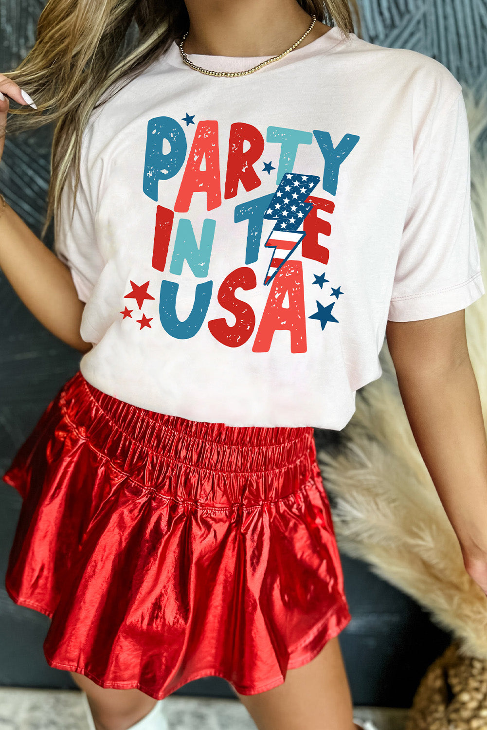 PARTY IN THE USA American Flag Bolt Graphic Tee