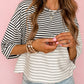 Striped Patchwork Short Sleeve Top
