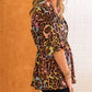 Leopard Print Wide Sleeve Peplum Hem Blouse