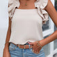 Solid Ruffle Trim Sleeveless Top