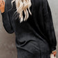Waffle Knit V Neck Long Sleeve Loose Tunic Top