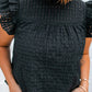 Hollowed Texture Ruffle Sleeve Blouse