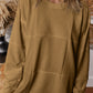 Solid Color Patchwork Drop Shoulder Baggy Sweatshirt