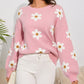Floral Pattern Drop Shoulder Sweater