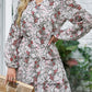 V Neck Puff Sleeves Floral Tunic Dress