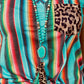Serape Leopard Patchwork Pocket V Neck Tank Top