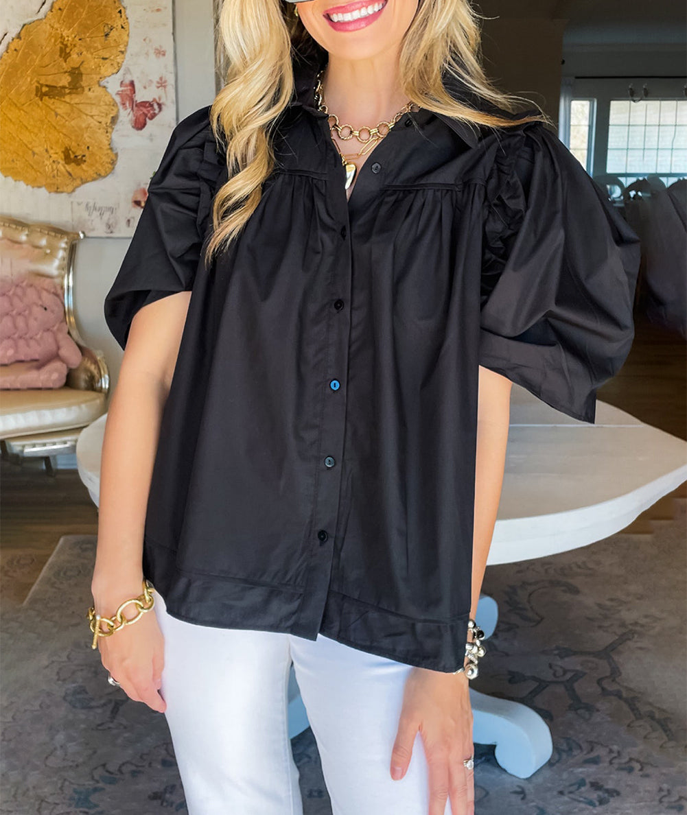 Crisp Puff Sleeve Loose Shirt