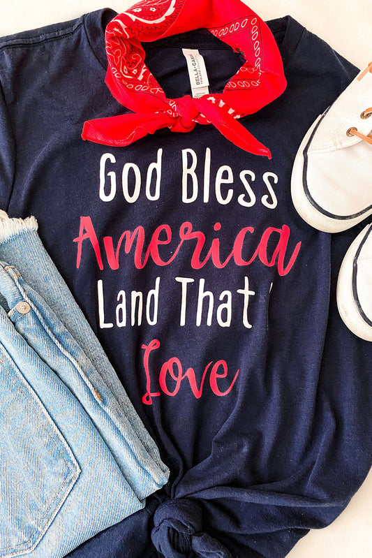 God Bless America Land That I Love Crewneck T Shirt