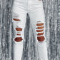 Distressed Ripped Holes High Waist Skinny Jeans