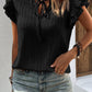 Textured Ruffled Sleeve V Neck Top