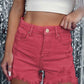 Distressed Raw Edge Cutoff Denim Shorts