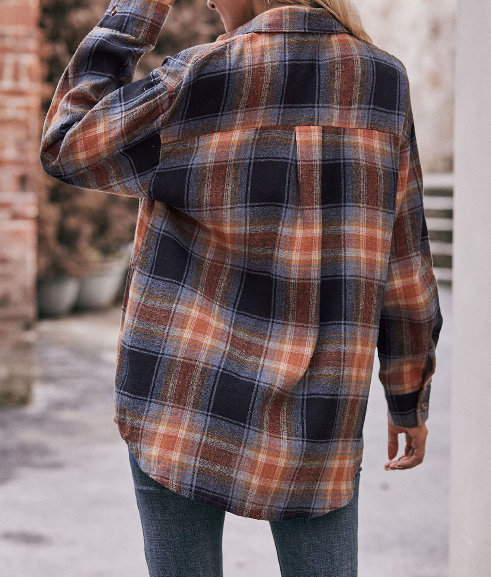 Multicolor Plaid Print Flap Pocket Shirt