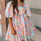Floral Square Neck Puff Sleeve Babydoll Dress