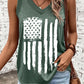 Frayed American Flag Printed V Neck Tank Top