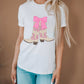 Western Boots Bow Print Round Neck T Shirt