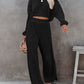 Corded Cropped Pullover and Wide Leg Pants Set