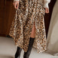 Animal Print High Waist Side Slit Long Skirt